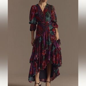 Hutch x Anthropologie Carlotta High-Low Floral Print Wrap Maxi Dress